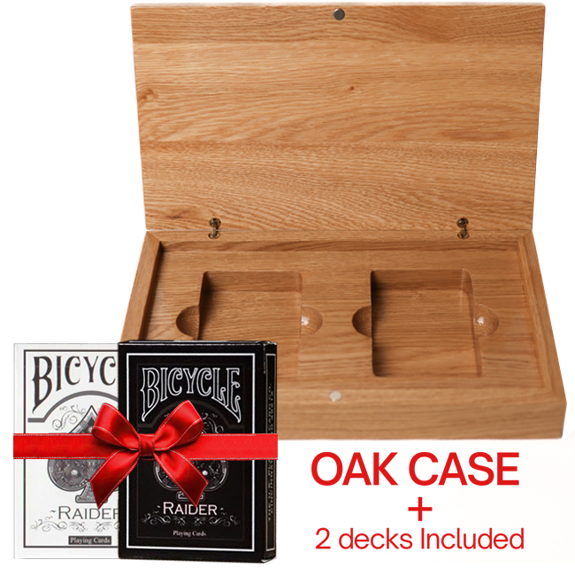 Set Oak Duo Book-Style Case + 2 Decks Bicycle Raider Decks