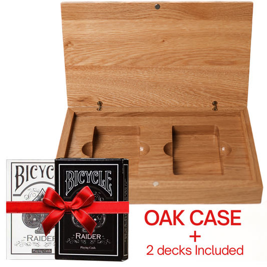 Set Oak Duo Book-Style Case + 2 Decks Bicycle Raider Decks