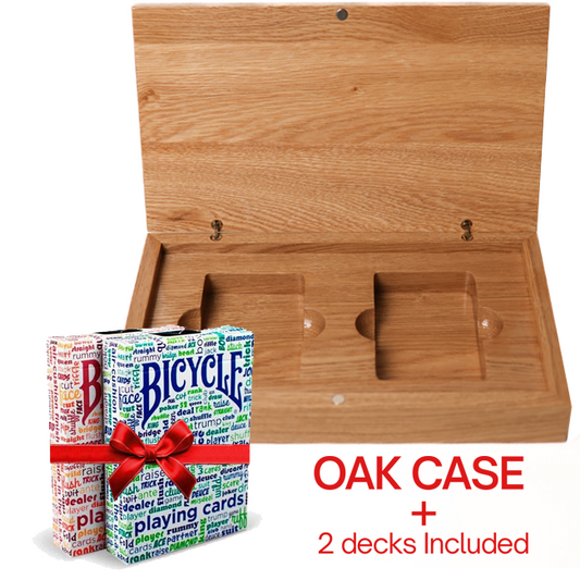Set Oak Duo Book-Style Case + 2 Decks Bicycle Table Talk