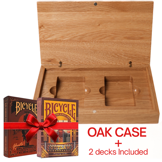 Set Oak Duo Book-Style Case + 2 Decks Bicycle Wild West