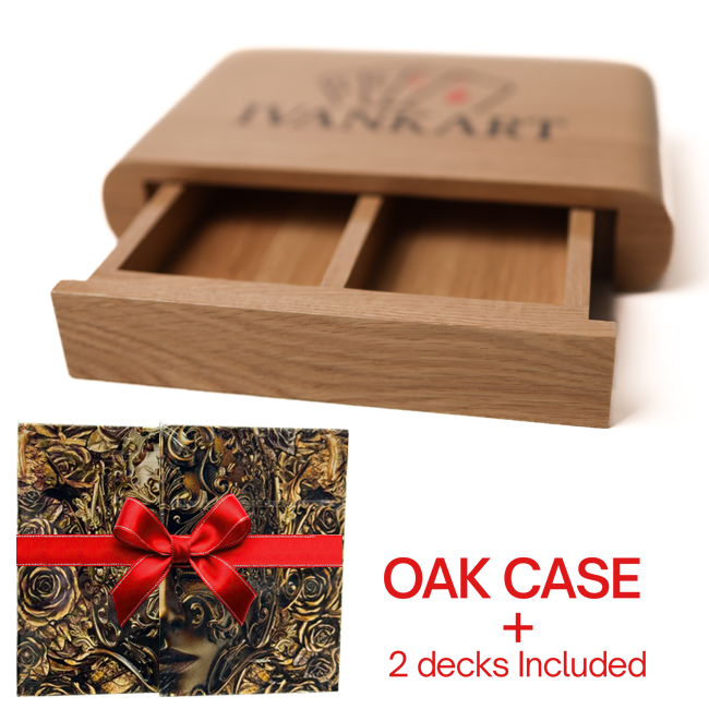 Set Oak Duo Slide Case + 2 Decks Vittoria Di Viritas Playing Cards