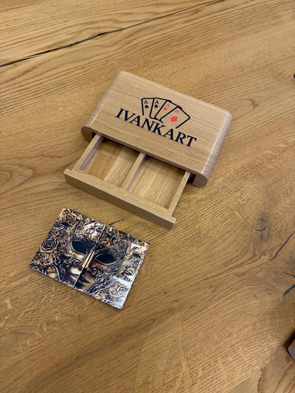 Set Oak Duo Slide Case + 2 Decks Vittoria Di Viritas Playing Cards