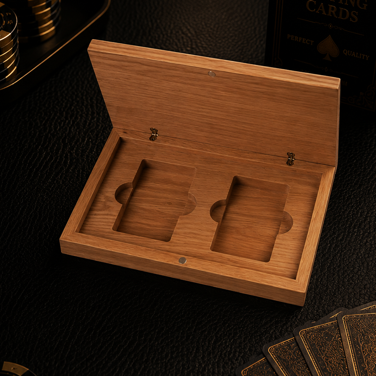 Oak Duo Book-Style Case for Playing Cards