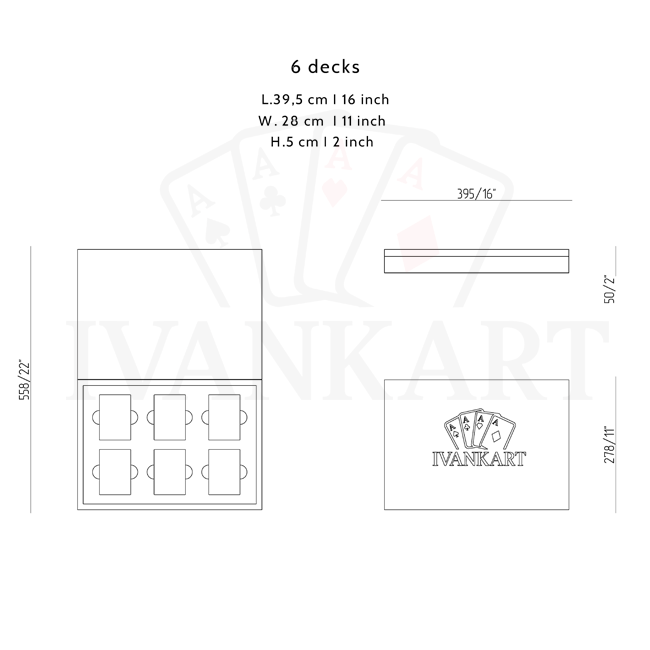 6 Decks Oak Book-Style Case for Playing Cards