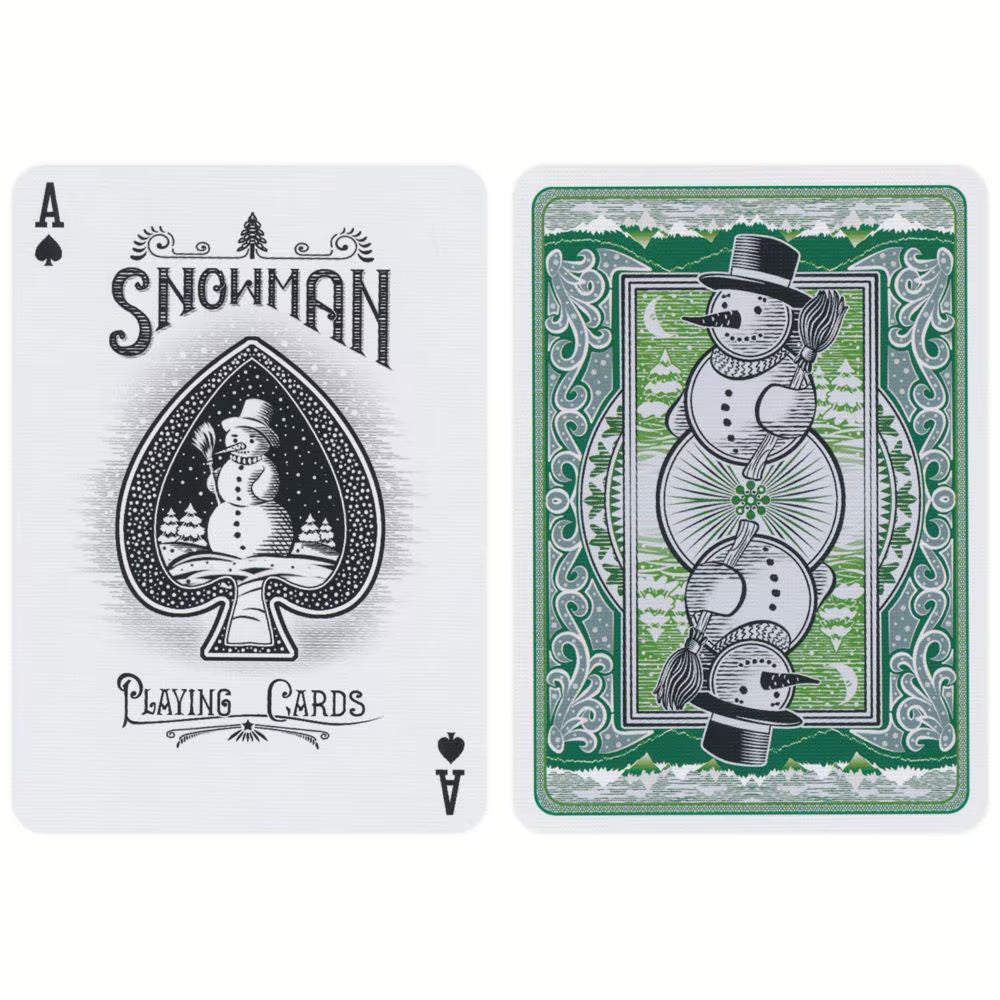 Bicycle Snowman Back Green Playing Cards