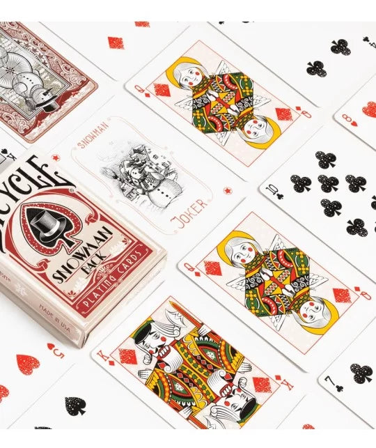 Bicycle Snowman Back Red Playing Cards
