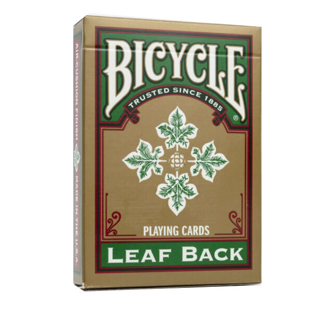 Set Oak Duo Slide Case + 2 Decks Bicycle Leaf Back Red and Green Gold Edition