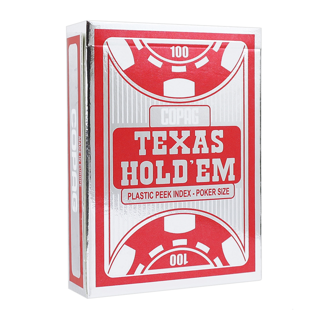 Copag Texas Hold'em Red Silver PEEK Index Plastic Playing Cards